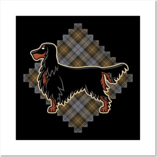 Gordon Setter Icon over Weathered Gordon Tartan Posters and Art